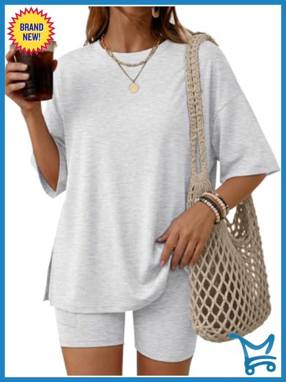 Women's 2 Piece Lounge Set Oversized Tee & Bike Shorts Pajama Summer Outfits